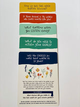 Examples of family conversation topics featured on the Biggies conversation cards